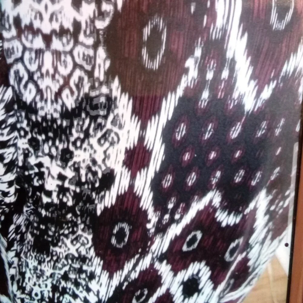 2-$10... Cato XL Burgandy and Black Open Front Waterfall Cardigan
